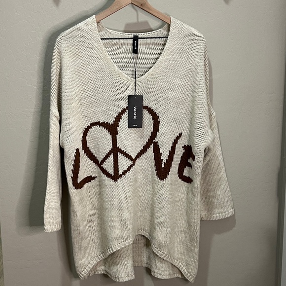 Venti6 Sweaters - Venti6 Sweater Made in Italy Oversized Anthropologie V6 Love Logo High Low Knit